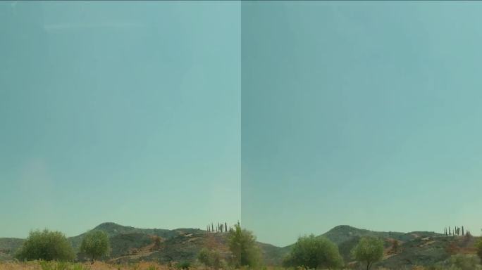 垂直视频-从车窗看到小山和树木，罗德岛的风景