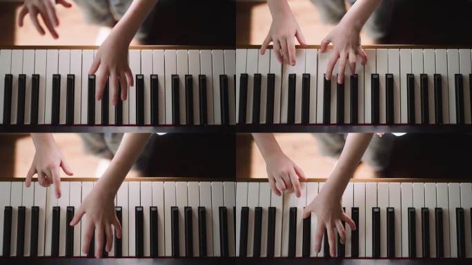 女钢琴家练习用断奏演奏乐曲