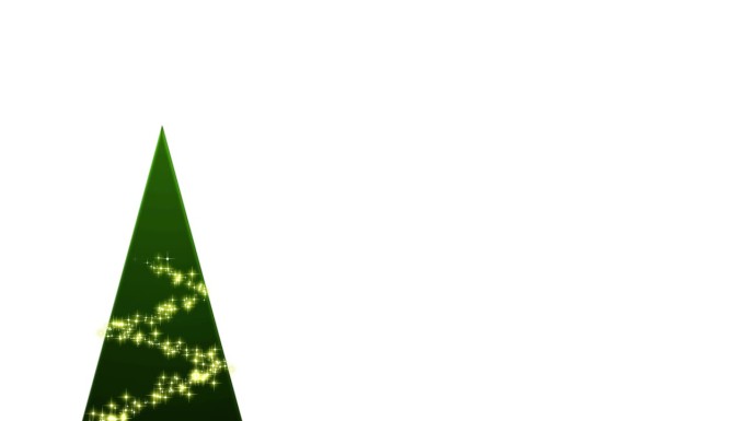 动画材料，在圣诞树上点亮金色的灯，星星和“圣诞快乐”的字样闪烁(白色背景)