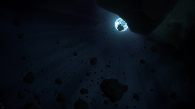 白矮星天狼星B与贫瘠的黑暗小行星区漂浮盘拍摄