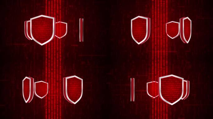 3D红四屏蔽带加密数据保护旋转数据线上传至云系统，隐私安全保护网络编码解码在线访问概念