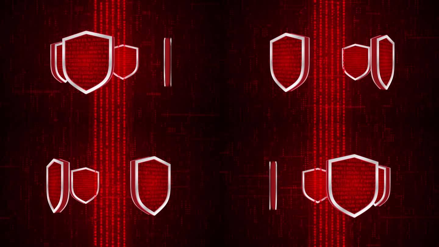 3D红四屏蔽带加密数据保护旋转数据线上传至云系统，隐私安全保护网络编码解码在线访问概念