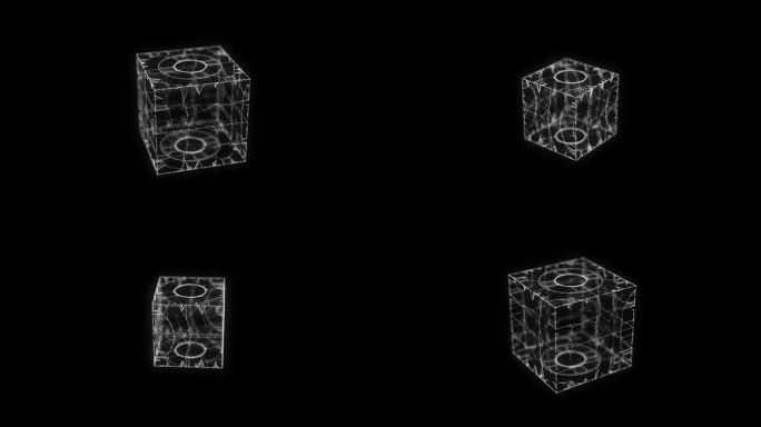 抽象的黑色科幻立方体与粒子和线与数字指示器。技术网络连接世界。全球数字连接ai。线框立方体。区块链加