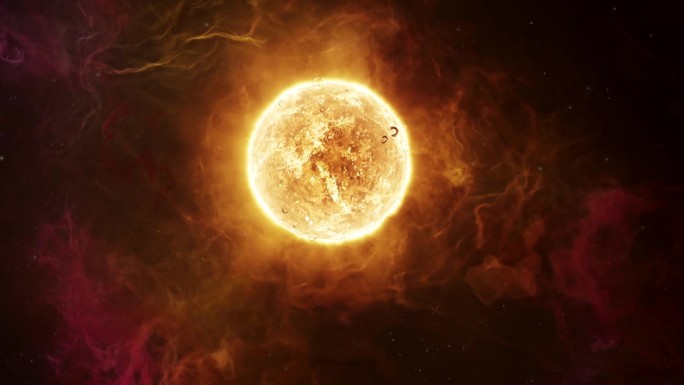 热原恒星太阳与喷发紫色星云气体在深空太阳系