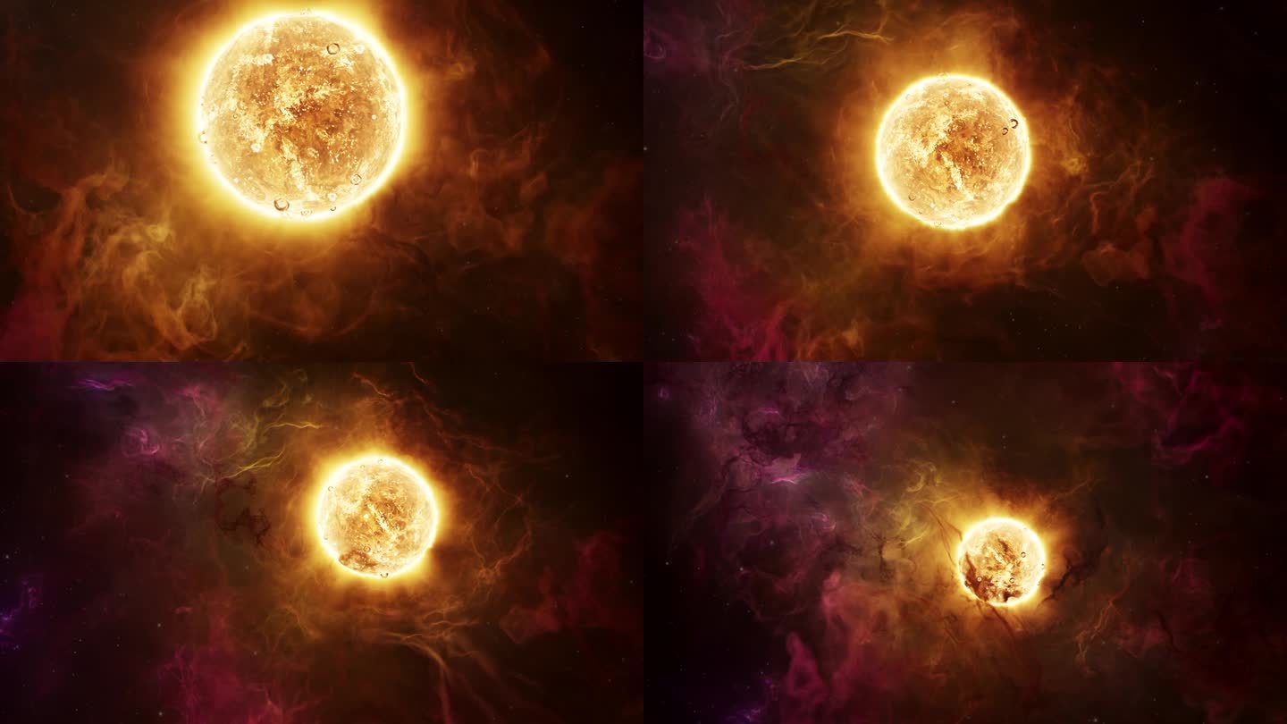 热原恒星太阳与喷发紫色星云气体在深空太阳系