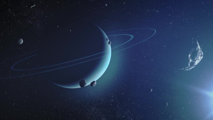 小行星冲向天王星未来空间站科技感太空蓝色