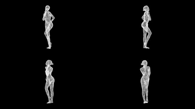 3D女子跳舞萨尔萨旋转黑色bg。舞蹈的概念。健康的生活方式。商业广告背景。用于标题，文本，演示。3d