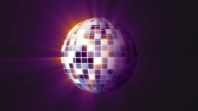 抽象环紫色镜像旋转圆形迪斯科球迪斯科舞厅和舞蹈在夜总会80年代，90年代的发光背景