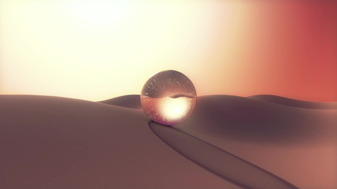 水晶球在橙色的沙漠里打转