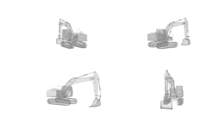 履带式挖掘机，重型工程机械，抽象，3d渲染