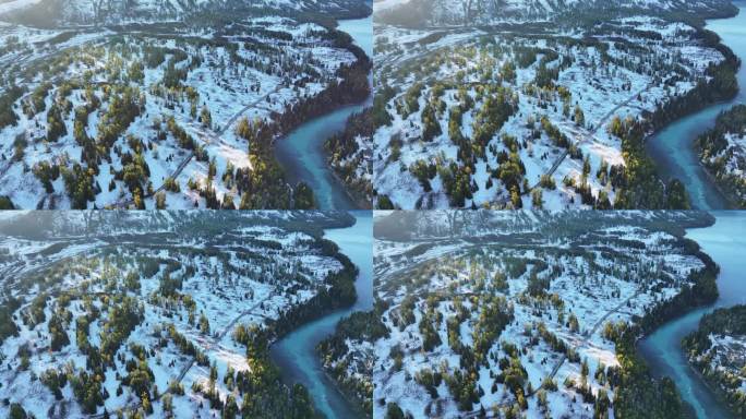 【正版4K素材】新疆喀纳斯雪景