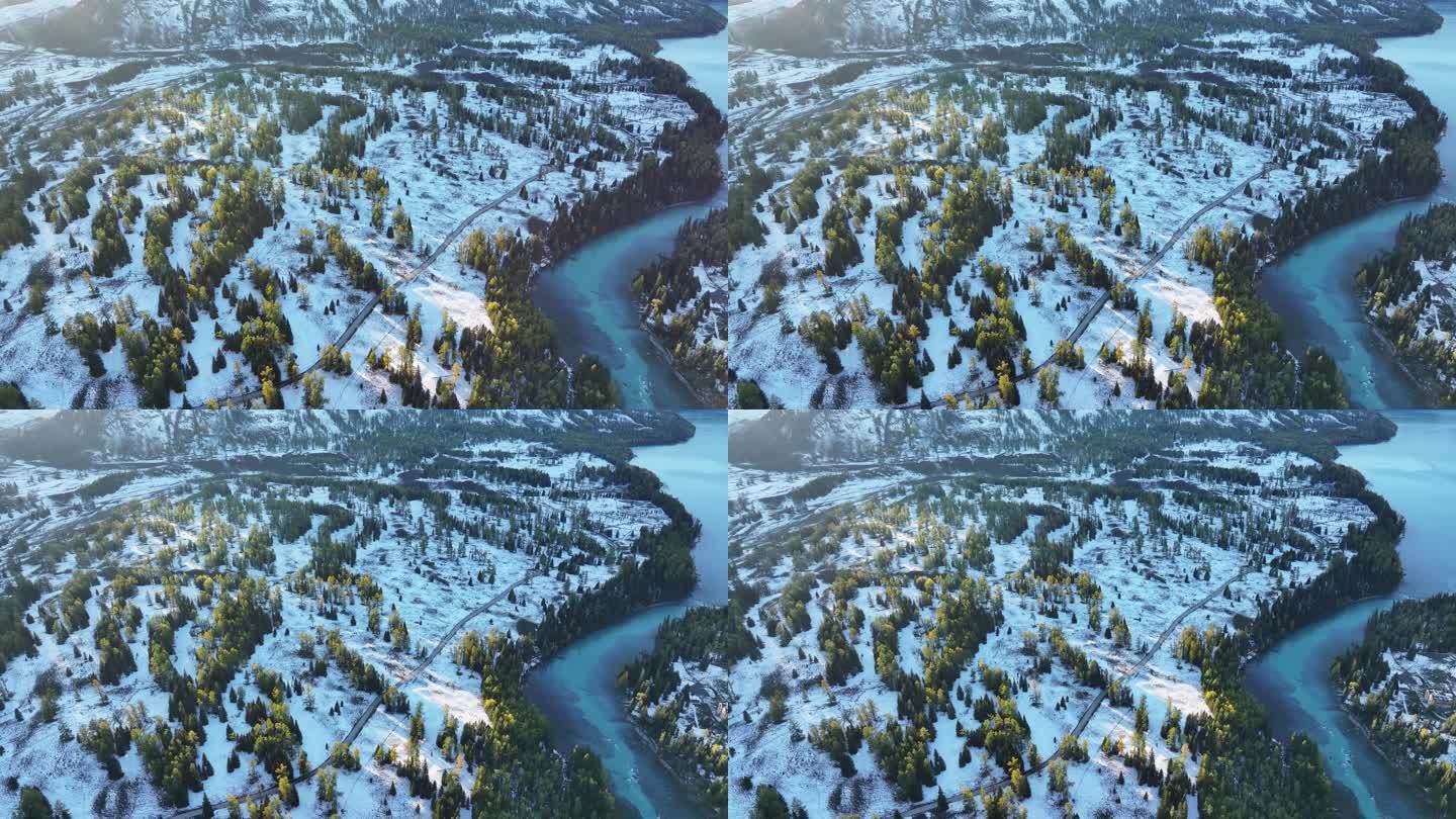 【正版4K素材】新疆喀纳斯雪景