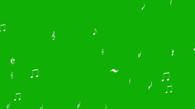 上升的音乐符号运动图形与绿色屏幕背景