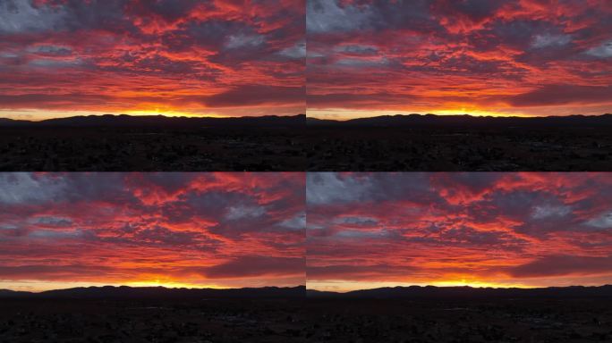 莫哈韦沙漠中加利福尼亚城上空绚丽多彩的日落