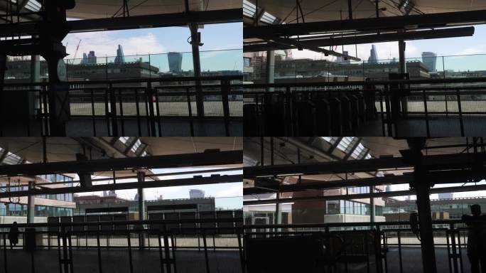 从火车窗口看伦敦街道的风景，用4k慢动作60fps捕捉标志性建筑和繁华的城市生活