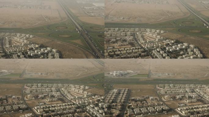 飞越阿拉伯联合酋长国的沙漠和城市