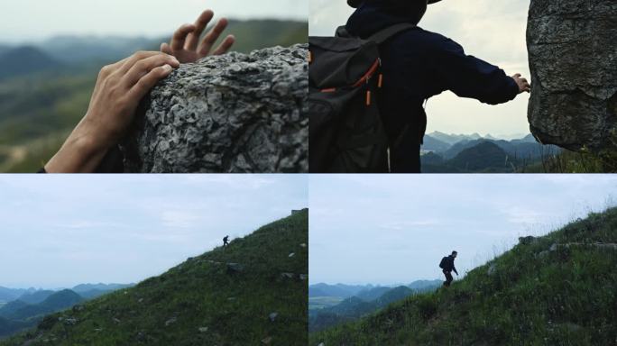 背包客登山形象