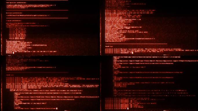 数字屏幕上的计算机代码有故障和VHS损坏。叠加设计元素