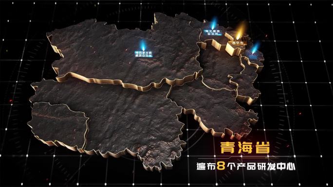 青海省E3D高端分布立体区位黑金地图