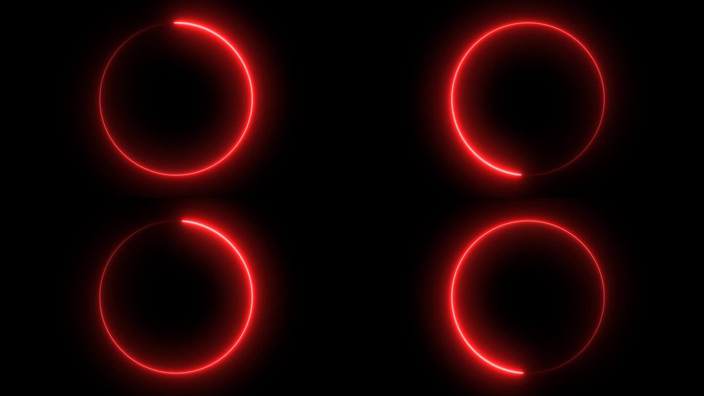 红色霓虹灯效果走圆形状动画素材4k