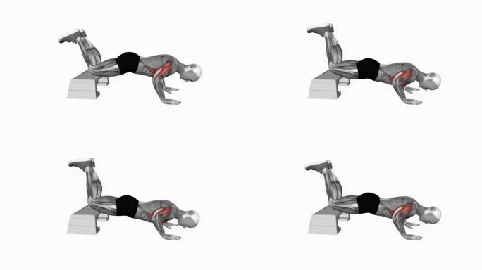 下跪俯卧撑健身运动锻炼动画男性肌肉突出演示4K分辨率60 fps