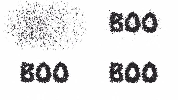 动画万圣节蝙蝠字体文本形成字Boo