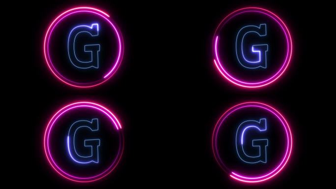 一个字母G的3d渲染动画在一个粉红色的圆圈在一个黑色的背景