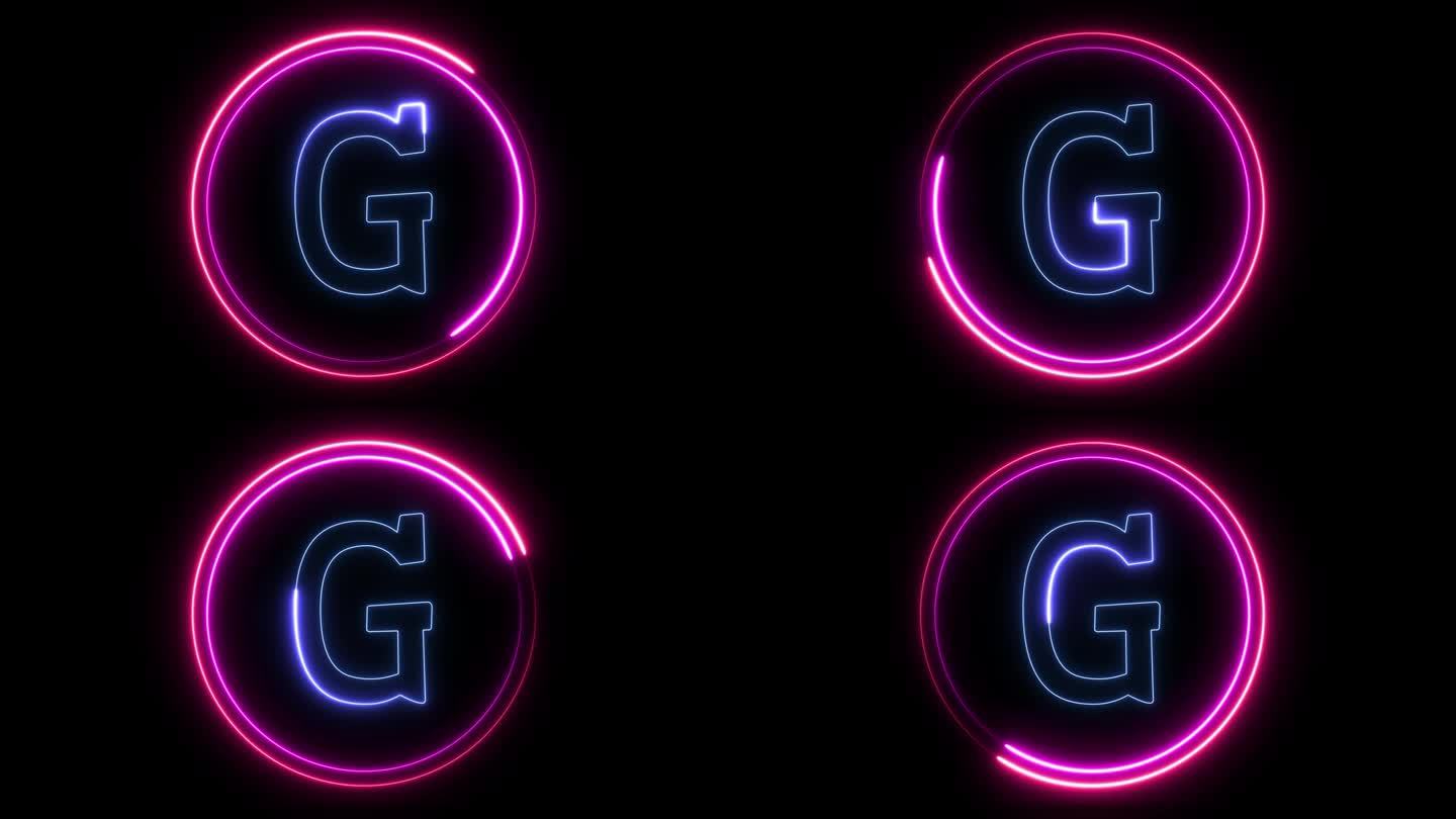一个字母G的3d渲染动画在一个粉红色的圆圈在一个黑色的背景