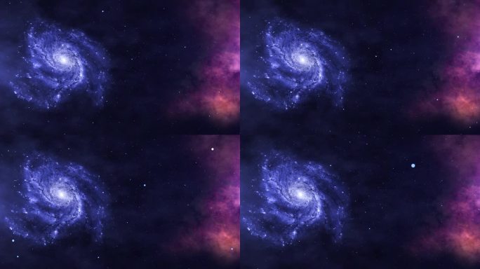 4K 3D夜空穿越充满恒星、星云和星系的宇宙
