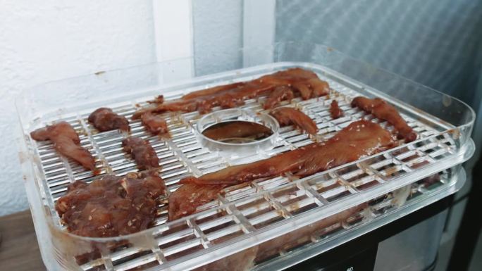 家常菜鸡肉片，同时在脱水机中脱水制作牛肉干。