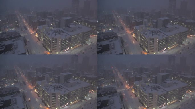 日本，北海道，札幌:鸟瞰札幌市的夜景。