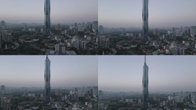 上午鸟瞰吉隆坡市的默迪卡118摩天大楼