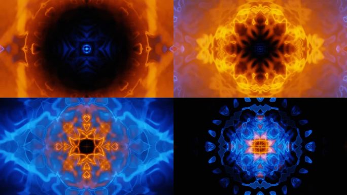 抽象的蓝色和橙色的能量波循环动画背景
