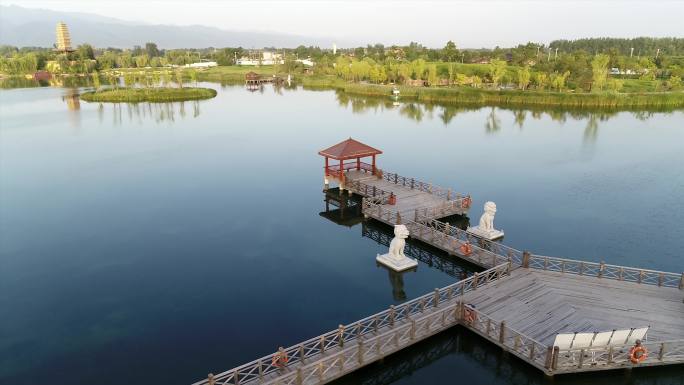 渼陂湖湿地公园航拍