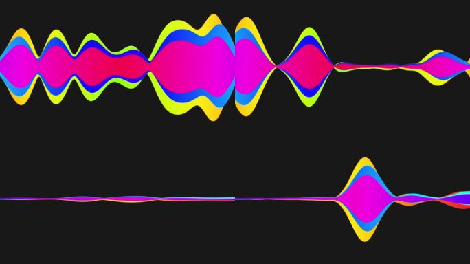 4K音频频谱。极简音频波隔离。声音可视化vj图形元素在UHD。声音均衡器动画仿真。明亮的发光均衡器音