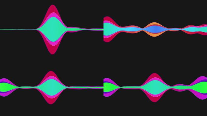 4K音频频谱。极简音频波隔离。声音可视化vj图形元素在UHD。声音均衡器动画仿真。明亮的发光均衡器音