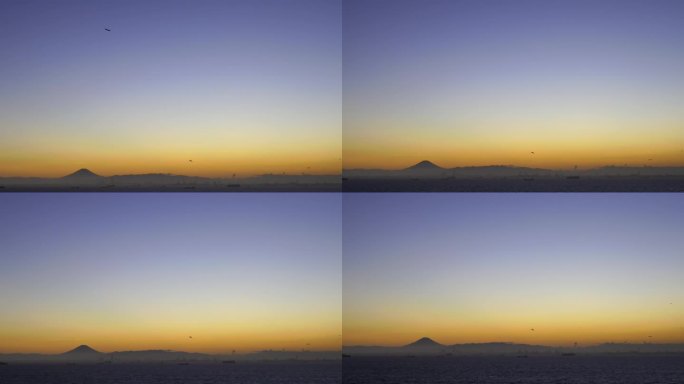 晴朗的日子里，富士山和横滨的夜景