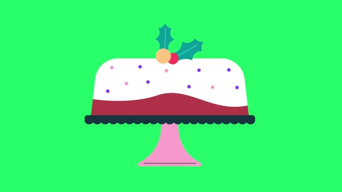 绿色背景的动画卡通蛋糕。