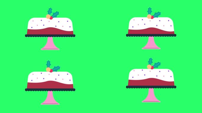 绿色背景的动画卡通蛋糕。