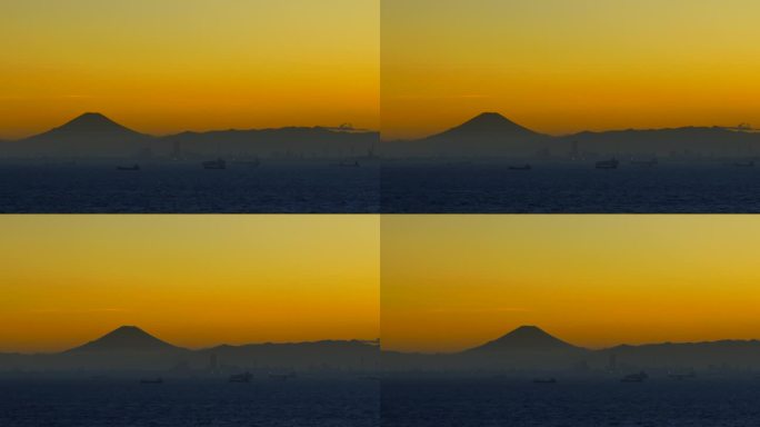 晴朗的日子里，富士山和横滨的夜景