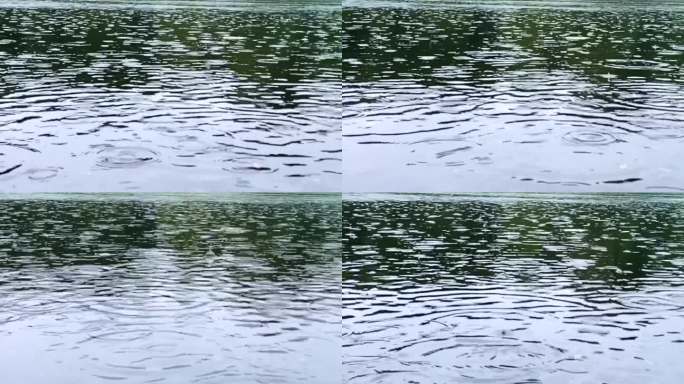 雨点荡漾在湖面上