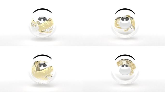 金色银色玻璃球3d风格在白色的背部