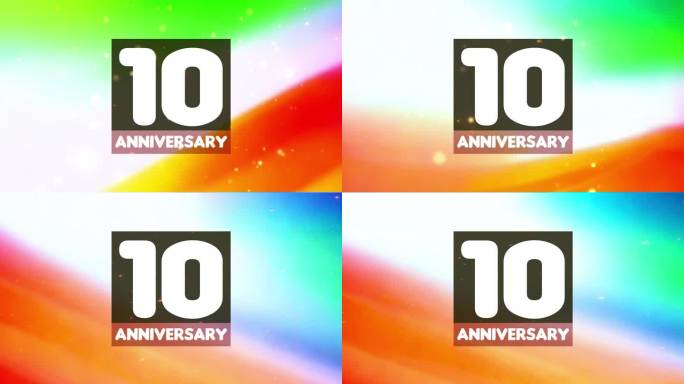 十周年生日庆典横向彩色背景线和正方形