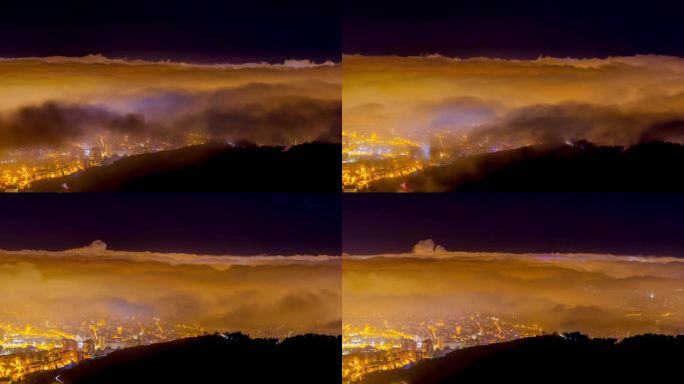 西班牙，巴塞罗那:雾滚滚而来