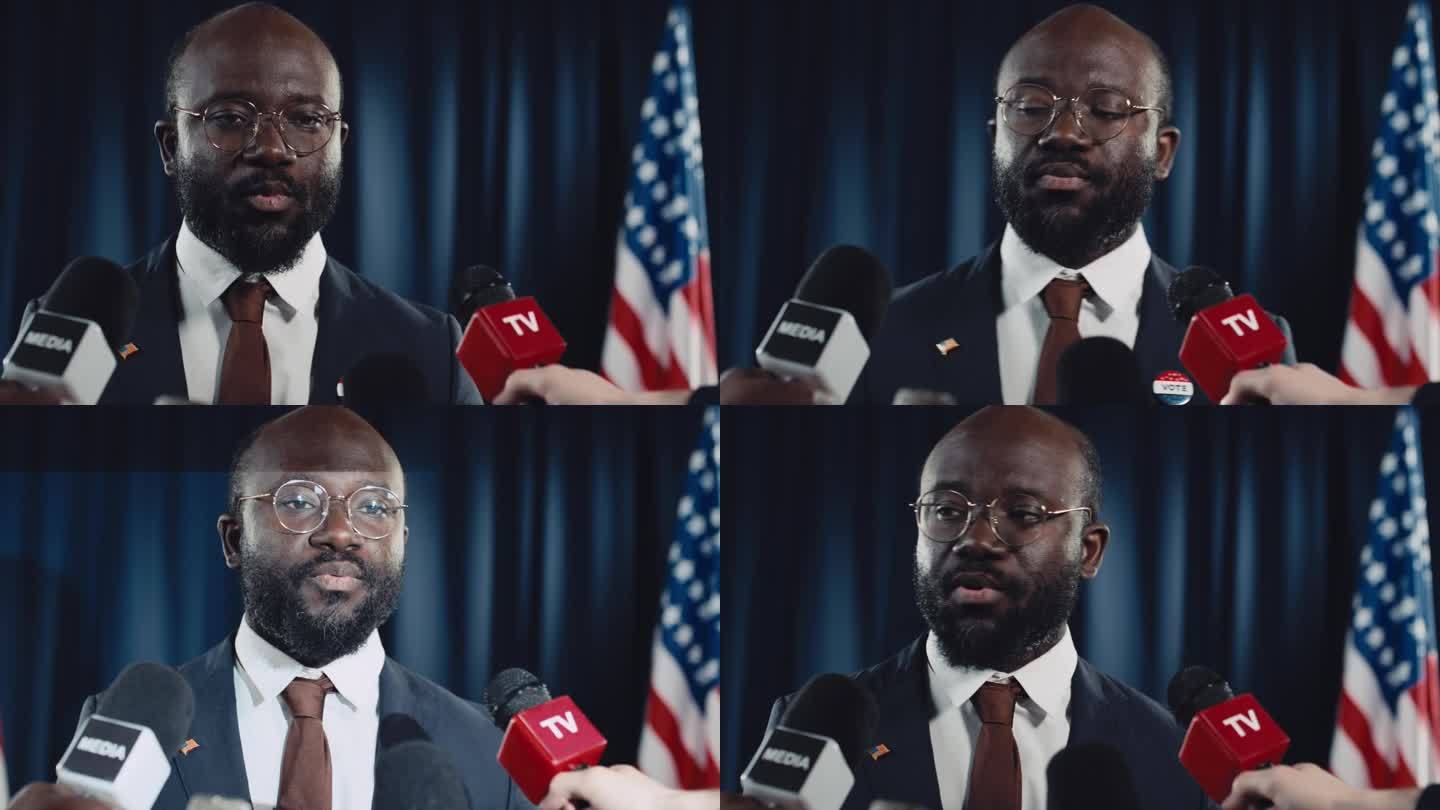 美国黑人男性政府官员接受大众媒体采访