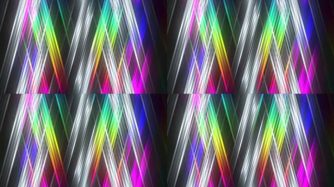 彩色棱镜运动光线的动画。运动。移动3d模式与沙条纹。由彩虹棱镜相交的条纹的几何图案