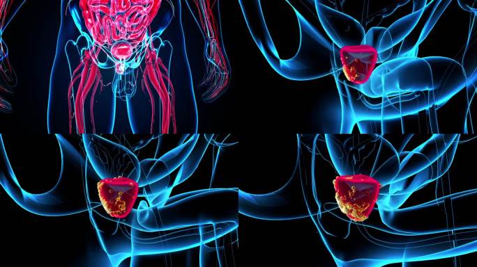 前列腺癌的4K抽象3D动画