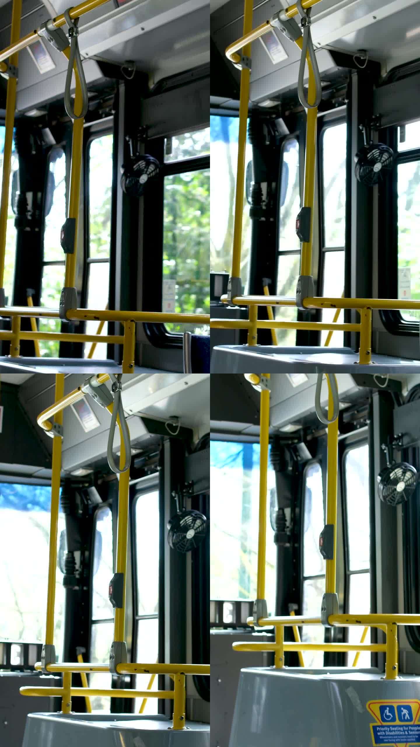 加拿大温哥华市，BC市，换乘巴士内的水龙头坏了，因为巴士是免费的，前排座位是给残疾人的，折叠座位是空