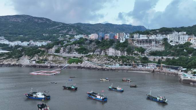 福建宁德霞浦三沙镇海岸渔船航拍