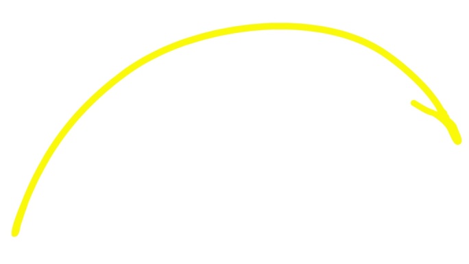 绘制箭头的动画线性符号。手绘的黄色箭头指向右边。矢量插图隔离在白色背景上。